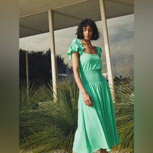 NWT Size L  Nation LTD Brittini SmockedWaist Midi Dress